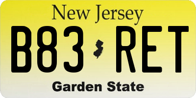 NJ license plate B83RET