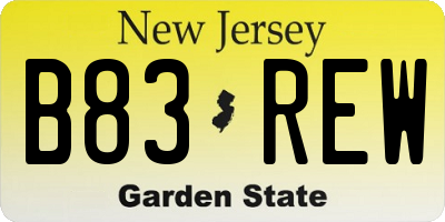 NJ license plate B83REW