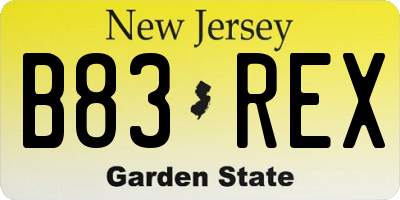 NJ license plate B83REX