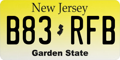NJ license plate B83RFB