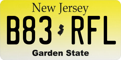 NJ license plate B83RFL