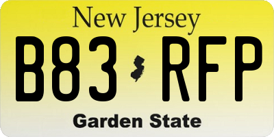 NJ license plate B83RFP