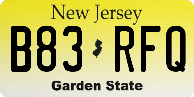 NJ license plate B83RFQ