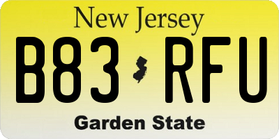 NJ license plate B83RFU