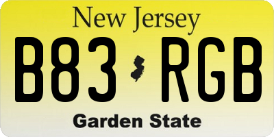 NJ license plate B83RGB