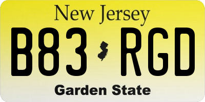 NJ license plate B83RGD