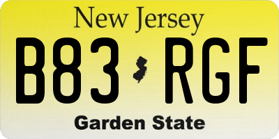 NJ license plate B83RGF