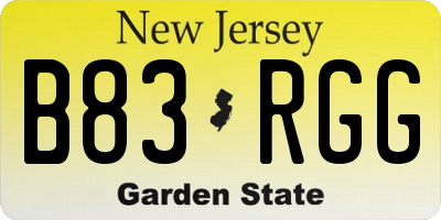 NJ license plate B83RGG