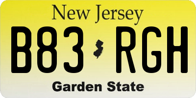 NJ license plate B83RGH