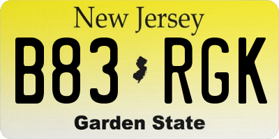 NJ license plate B83RGK