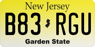 NJ license plate B83RGU