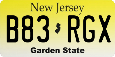 NJ license plate B83RGX