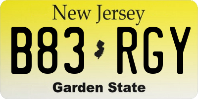 NJ license plate B83RGY