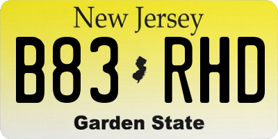 NJ license plate B83RHD