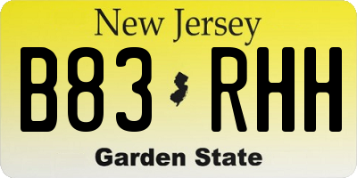 NJ license plate B83RHH