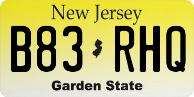NJ license plate B83RHQ