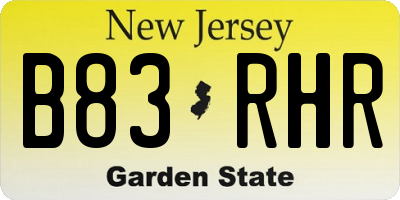 NJ license plate B83RHR