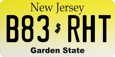 NJ license plate B83RHT