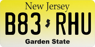 NJ license plate B83RHU