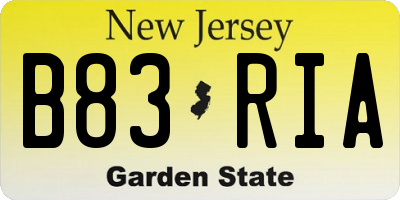 NJ license plate B83RIA
