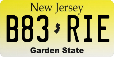 NJ license plate B83RIE