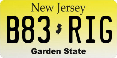 NJ license plate B83RIG