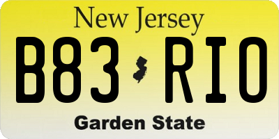 NJ license plate B83RIO