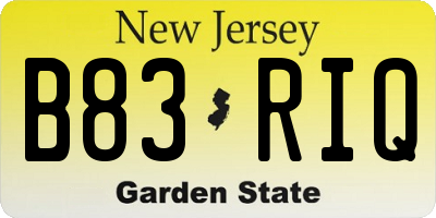 NJ license plate B83RIQ