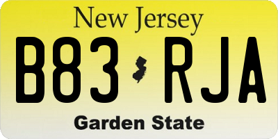 NJ license plate B83RJA