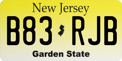 NJ license plate B83RJB