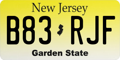 NJ license plate B83RJF