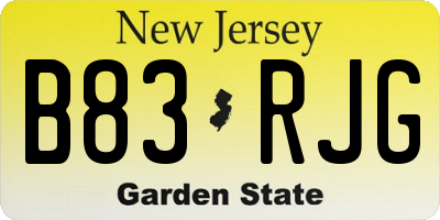 NJ license plate B83RJG
