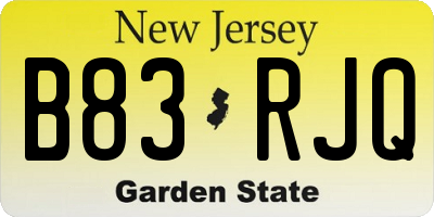 NJ license plate B83RJQ