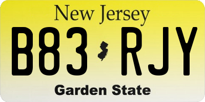 NJ license plate B83RJY