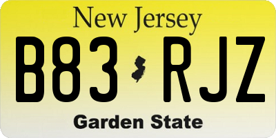 NJ license plate B83RJZ