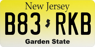 NJ license plate B83RKB