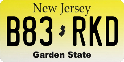 NJ license plate B83RKD