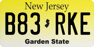NJ license plate B83RKE