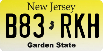NJ license plate B83RKH