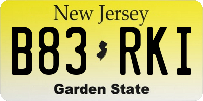 NJ license plate B83RKI