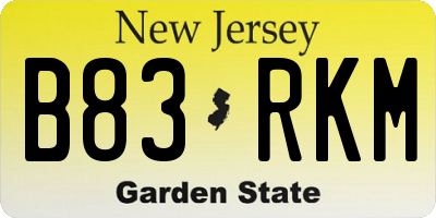NJ license plate B83RKM