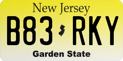 NJ license plate B83RKY