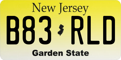 NJ license plate B83RLD