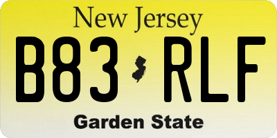 NJ license plate B83RLF