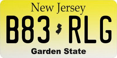 NJ license plate B83RLG