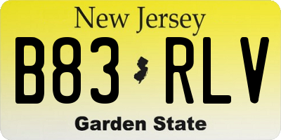 NJ license plate B83RLV