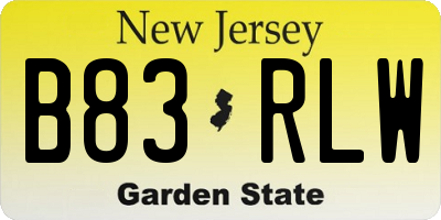 NJ license plate B83RLW