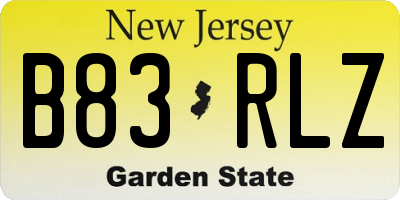 NJ license plate B83RLZ