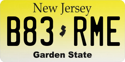 NJ license plate B83RME