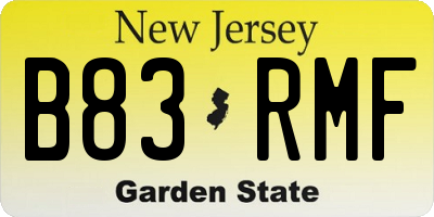 NJ license plate B83RMF